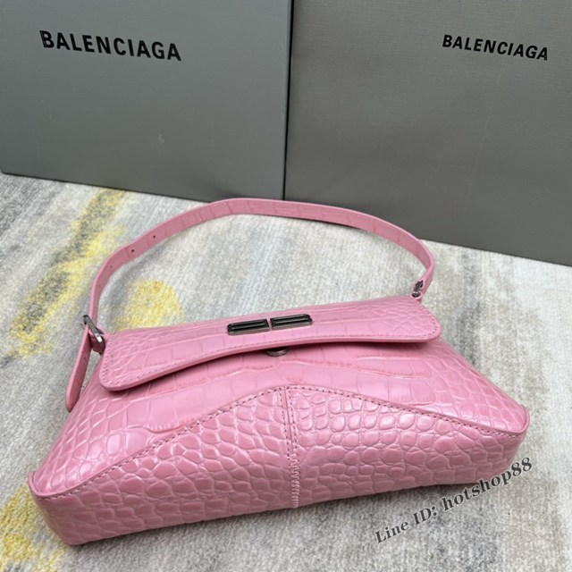 Balenciaga專櫃2022爆款XX系列腋下包 巴黎世家鱷魚粉肩背女包 fyj1260